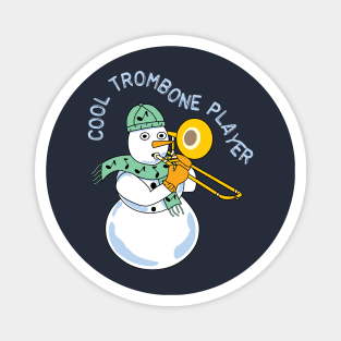 Cool Trombone Snowman Light Text Magnet